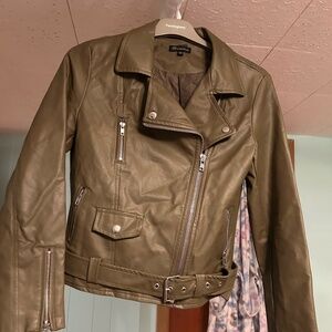 faux leather jacket with belt